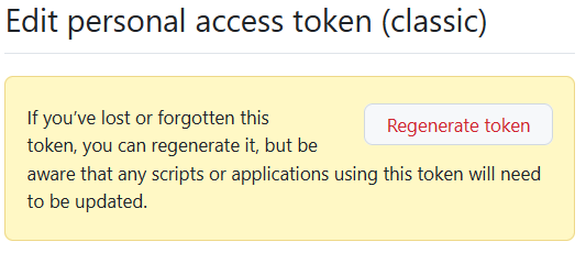 Edit personal access token (classic)