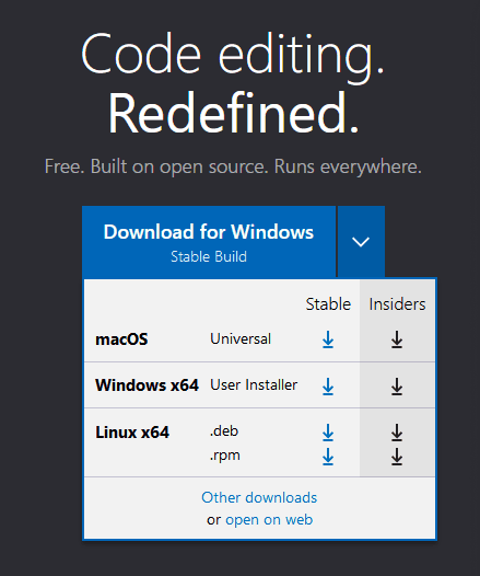 Visual Studio Code Windows　ダウンロード