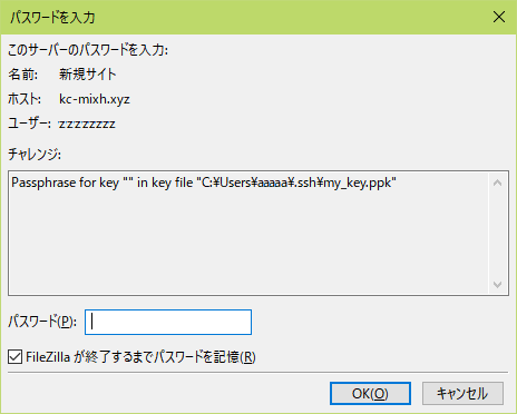 このサーバーのパスワードを入力