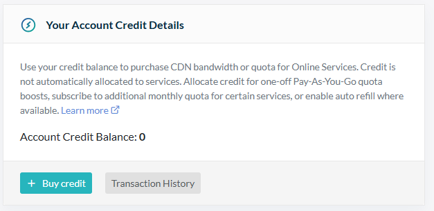 Your Account Credit Details